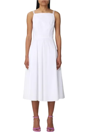 THEORY Femme, Robes, Blanc, Taille: 38 FR Robe Midi Sans Manches Blanche