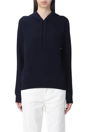 FAY Femme, Sweatshirts et sweats à capuche, Bleu, Taille: 38 FR Sweat à Capuche en Cachemire Bleu Coupe Décontractée