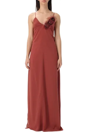 BLUMARINE Femme, Robes, Brun, Taille: 36 FR Robe Maxi avec Applique Florale