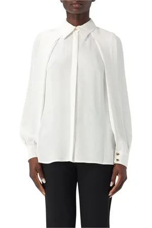 Elisabetta Franchi Femme, Blouses et Chemises, , Taille: 38 FR Chemisier Soie Manches Longues Ivoire