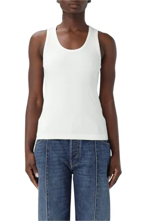 Bottega Veneta Femme, Tops, Blanc, Taille: 36 FR Débardeur Blanc Côtelé en Tricot