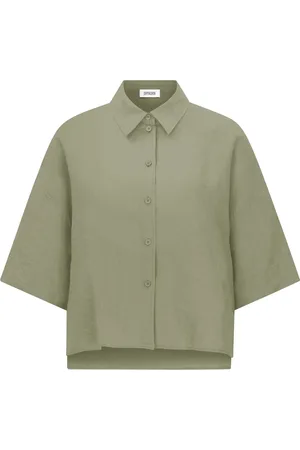 Drykorn Femme, Blouses et Chemises, Vert, Taille: 40 FR Yarika Chemisier Femme Manches Courtes