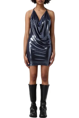 ANIYE BY Femme, Robes, Bleu, Taille: 36 FR Robe Mini Métallique Bleue