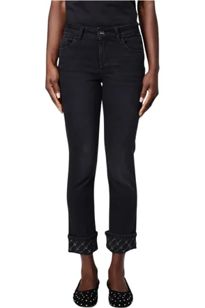 Liu Jo Femme, Jeans, Noir, Taille: W33 Jean à Manchettes Brodées