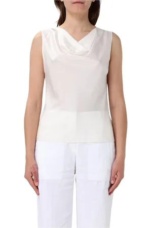 HUGO BOSS Femme, Tops, Blanc, Taille: 36 FR Haut en Soie Blanc à Col Roulé