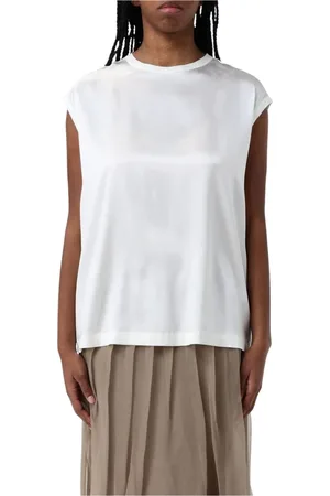 Brunello Cucinelli Femme, Tops, , Taille: 40 FR Élégante Blouse en Soie à Manches Courtes
