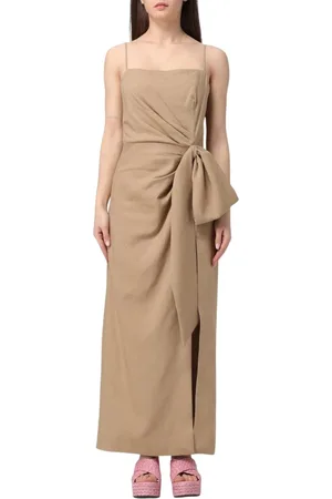 Msgm Femme, Robes, , Taille: 36 FR Élégante Robe Longue en Lin avec Détail