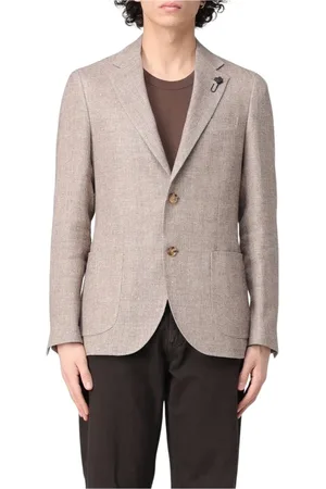 LARDINI Homme, Vestes, Brun, Taille: XL Blazer en Lin Bleu avec Poches