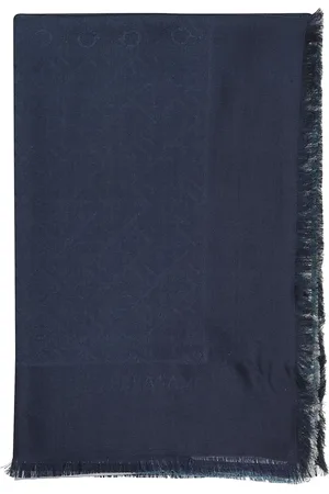 Salvatore Ferragamo Femme, Accessoires, Bleu, Taille: ONE Size Écharpe en laine et soie jacquard