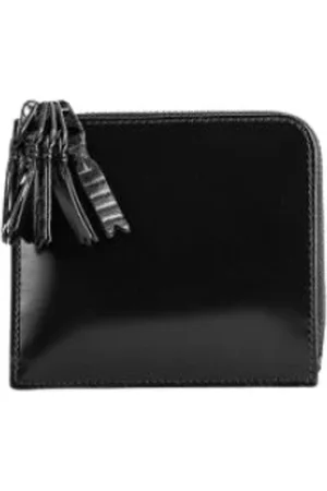 Comme des Garçons Homme, Accessoires, Noir, Taille: ONE Size Portefeuille Noir en Cuir Verni avec Fermeture Éclair