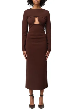 Cult Gaia Femme, Robes, Brun, Taille: 38 FR Robe Midi en Tricot Élégante