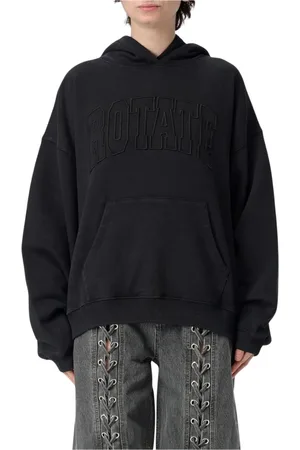 ROTATE Femme, Sweatshirts et sweats à capuche, Noir, Taille: 40 FR Sweat à Capuche Brodé Noir pour Femmes