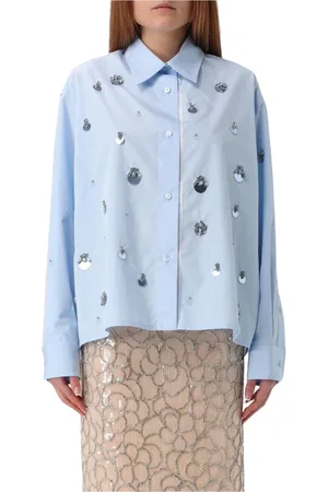 Des Phemmes Femme, Blouses et Chemises, Bleu, Taille: 34 FR Chemise Popeline Bleue