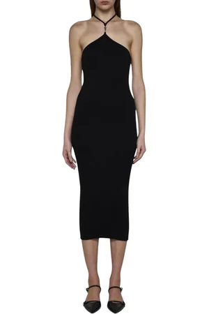 AMIRI Femme, Robes, Noir, Taille: 42 FR Robe Midi en Tricot Côtelé à Bretelles