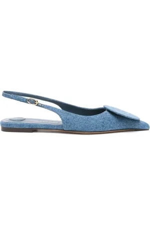 Jacquemus Femme, Chaussures, Bleu, Taille: 36 EU Ballerines Slingback en Denim Bleu