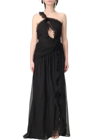 BLUMARINE Femme, Robes, Noir, Taille: 40 FR Élégante Robe Noire à Volants