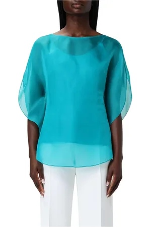 GIANLUCA CAPANNOLO Femme, Blouses et Chemises, Vert, Taille: 42 FR Teal Boat Neck Blouse