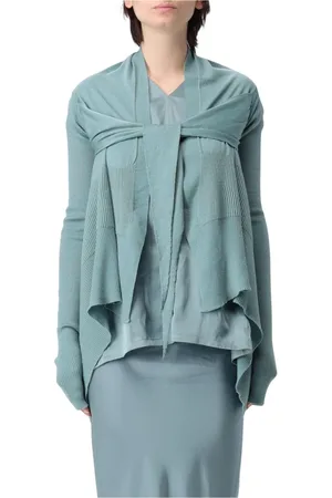 Rick Owens Femme, Blouses et Chemises, Bleu, Taille: 38 FR Haut Tricoté Drapé de Luxe