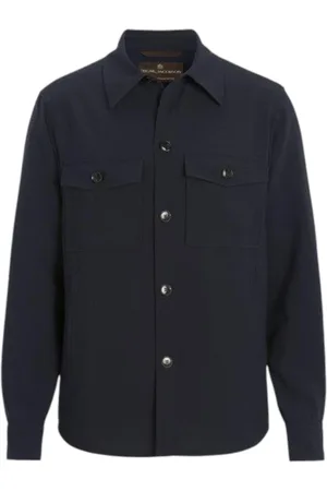 Oscar Jacobson Homme, Vestes, Bleu, Taille: 3XL Chemise Veste Bleu Nuit Maverick
