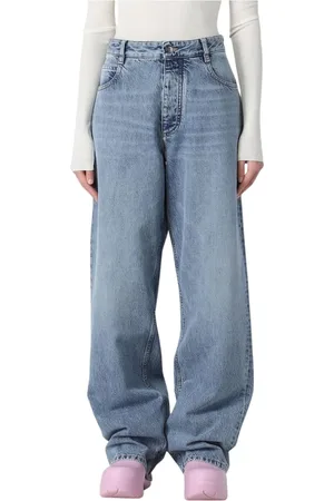 Bottega Veneta Femme, Jeans, Bleu, Taille: 38 FR Stone-Washed Wide Leg High Waist Jeans