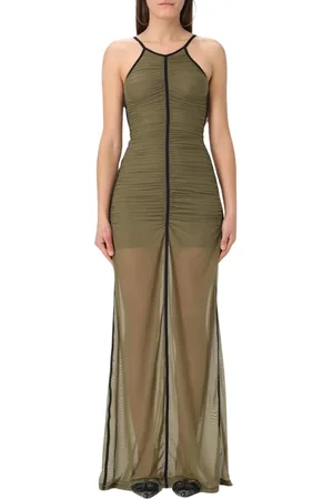 Diesel Femme, Robes, Vert, Taille: 36 FR Robe Longue Noire à Volants