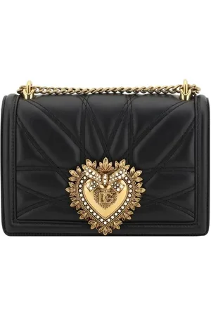 Dolce & Gabbana Femme, Sacs, Noir, Taille: ONE Size Sac à bandoulière en cuir avec fermoir orné de bijoux