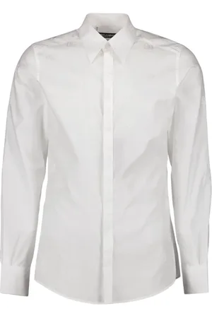 Dolce & Gabbana Homme, Chemises, Blanc, Taille: M Chemise en Coton à Manches Longues Monogramme