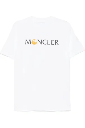 Moncler Homme, Tops, Blanc, Taille: 2XL T-shirt col rond avec logo imprimé