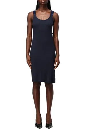 Helmut Lang Femme, Robes, Bleu, Taille: 36 FR Robe Midi en Tricot Côtelé Bleue