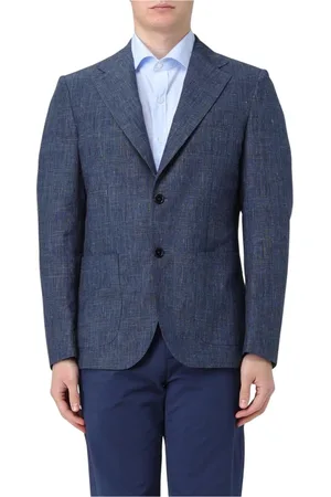 FAY Homme, Vestes, Bleu, Taille: M Blazer en Mélange Lin et Coton Bleu