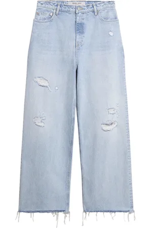 Golden Goose Femme, Jeans, Bleu, Taille: W28 Jean Boyfriend Détruit et Décoloré
