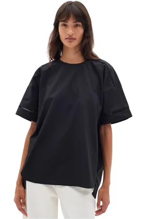 INWEAR Femme, Tops, Noir, Taille: 36 FR Tee-shirt oversize noir avec demi-manches