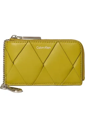 Calvin Klein Femme, Accessoires, Jaune, Taille: ONE Size Porte-Cartes en Cuir Vert