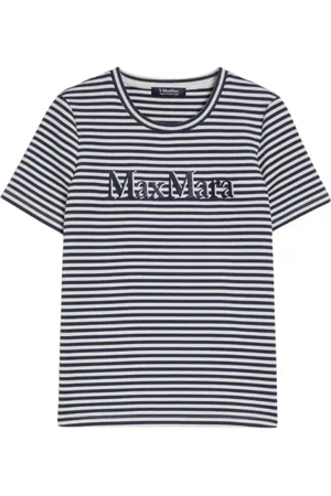 Max Mara Femme, Tops, Bleu, Taille: 36 FR T-shirt brodé Nancy Ecru/Navy
