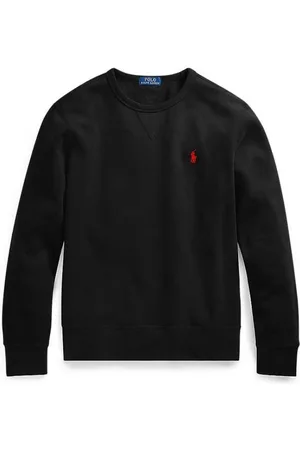 Ralph Lauren Homme, Sweatshirts et sweats à capuche, Noir, Taille: 2XL T-shirt Noir à Col Rond et Manches Longues