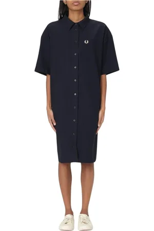 Fred Perry Femme, Robes, Bleu, Taille: 42 FR Robe Élégante Brodée en Bleu