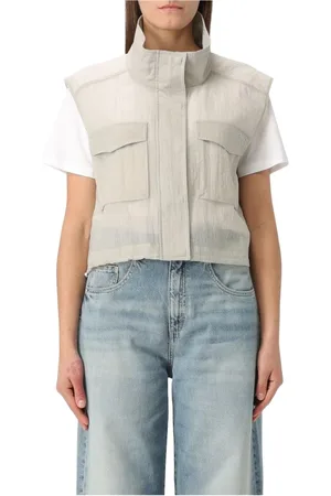 Pinko Femme, Vestes, Gris, Taille: 38 FR Gilet Utilitaire Élégant avec Poches
