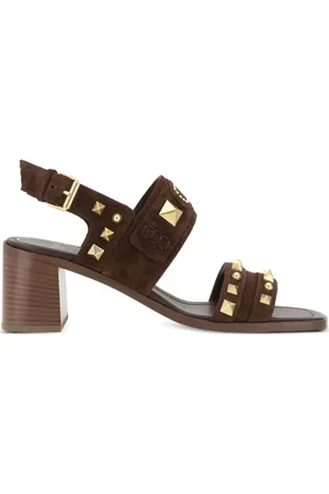 VALENTINO GARAVANI Femme, Chaussures, Brun, Taille: 38 EU Sandales Marron avec Clous et Détails Rockstud