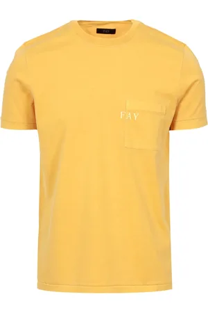 FAY Homme, Tops, Jaune, Taille: XL T-shirt en Jersey de Coton Jaune Foncé