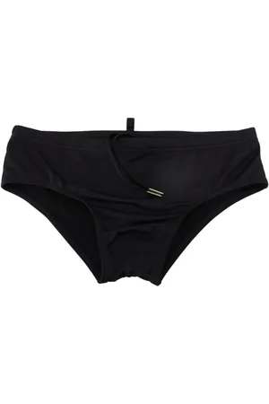 Dsquared2 Homme, Maillots de bain, Bleu, Taille: M Maillot de Bain en Polyamide Noir avec Imprimé Logo Orange