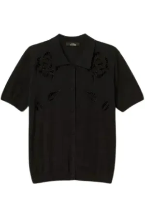 Twin-Set Femme, Tops, Noir, Taille: 40 FR Polo brodé pour femme