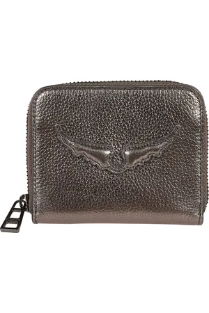 Zadig & Voltaire Femme, Accessoires, Gris, Taille: ONE Size Portefeuille en cuir gaufré avec fermeture éclair