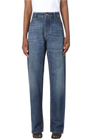 Bottega Veneta Femme, Jeans, Bleu, Taille: 38 FR Jean taille haute à jambes larges