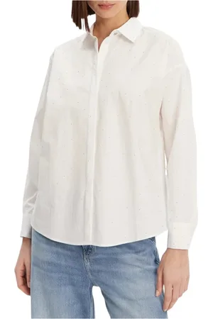 Guess Femme, Blouses et Chemises, Blanc, Taille: 38 FR Chemise Blanche à Manches Longues Silvia