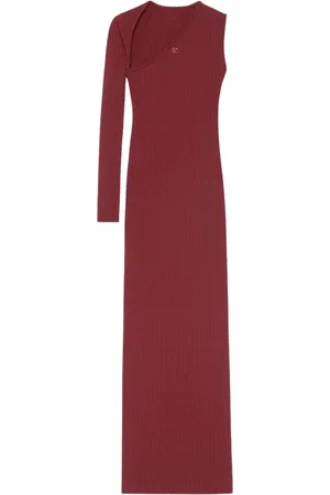 Courrèges Femme, Robes, Rouge, Taille: 40 FR Robe Côtelée en Viscose et Polyester