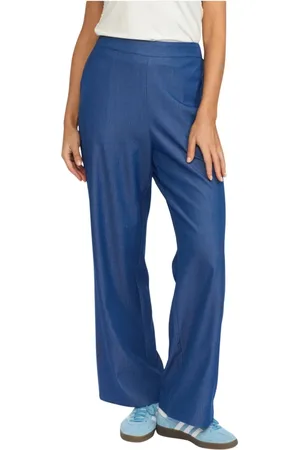 2-Biz Femme, Pantalons, Bleu, Taille: 46 FR Denim Bleu Pantalon Coupe Décontractée
