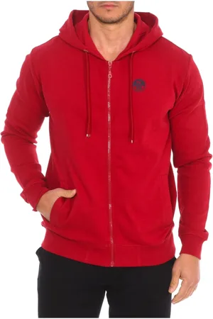North Sails Homme, Sweatshirts et sweats à capuche, Rouge, Taille: L Sweat à capuche avec fermeture éclair et ourlet côtelé