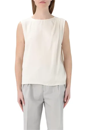 Twin-Set Femme, Tops, Blanc, Taille: 38 FR Élégant Chemisier en Soie Sans Manches