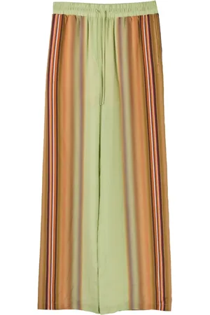 Paul Smith Femme, Pantalons, Multicolore, Taille: 40 FR Pantalon Large Soie Rayé Vert