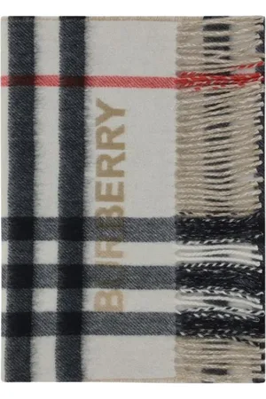 Burberry Femme, Accessoires, , Taille: ONE Size Écharpe en Cachemire à Motif Check Iconique avec Bords Effilochés